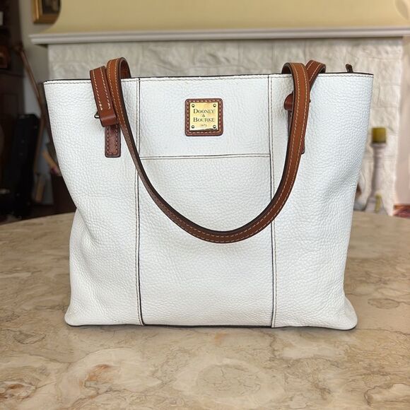 Dooney & Bourke Lexington WhitePebble Grain Leather Shoulder Tote Bag - Picture 2 of 16